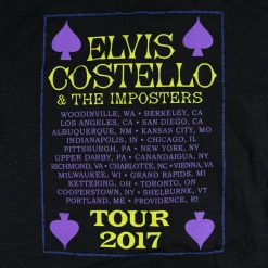 Elvis Costello Card 2017 Tour Black T-Shirt New Merch