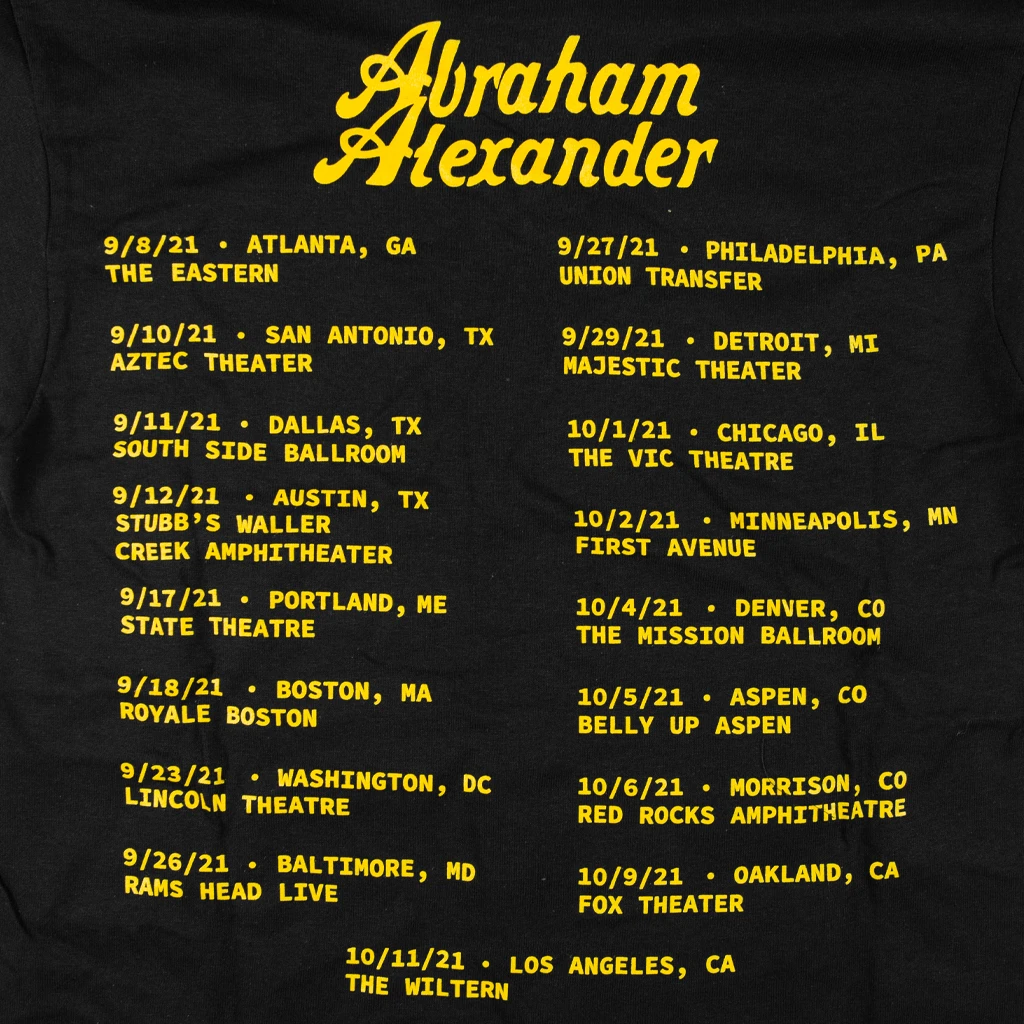 Abraham Alexander New Merch Fall Tour Jersey