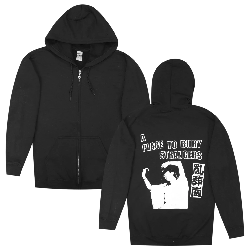 A Place To Bury Strangers China Glow In The Dark Black ZIp Hoodie