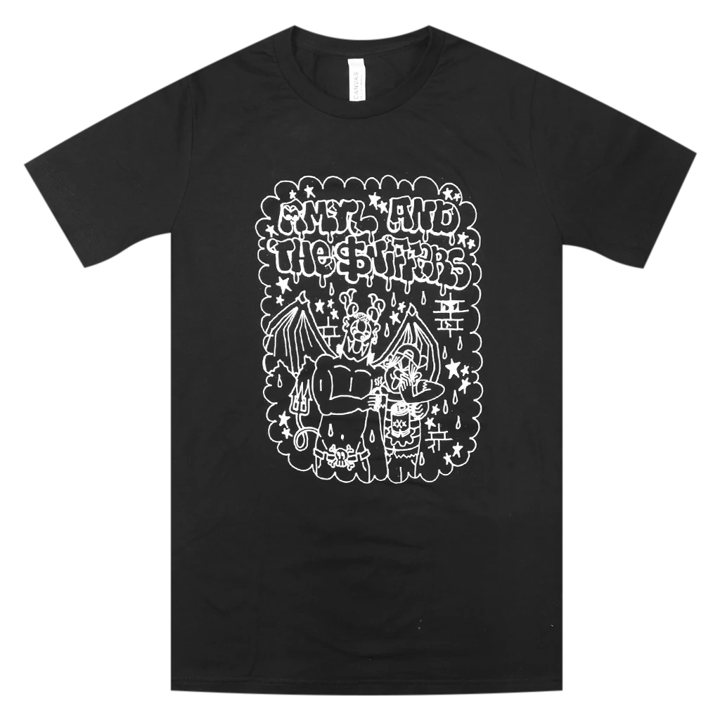 Amyl And The Sniffers Devil Cartoon Black T-Shirt New Merch