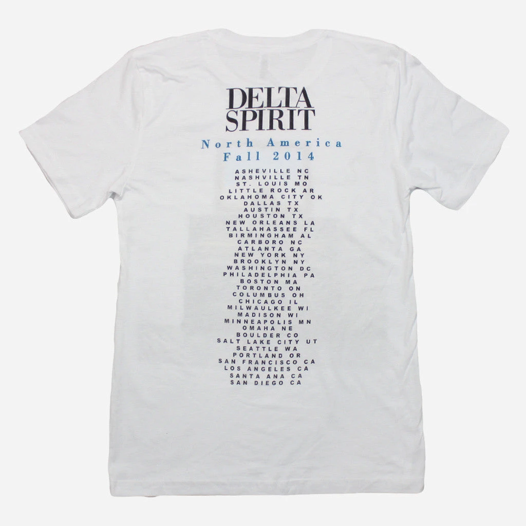 Delta Spirit Into The Wild Fall 2014 Tour White Poly-Cotton T-Shirt