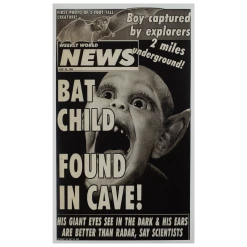 Weekly World News New Merch Bat Boy Found In Cave! Showprint Poster