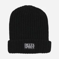 New Merch Delta Spirit Logo Black Knit Beanie