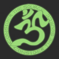 Consider The Source New Merch Om Black And Green Circle Glow Pin