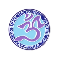 Consider The Source Om Blue And Purple Circle Pin