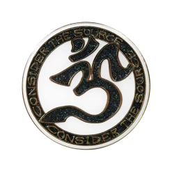 Consider The Source Om White And Black Circle Giltter Pin