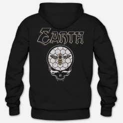Earth Honey Skull Black Zip Hoodie