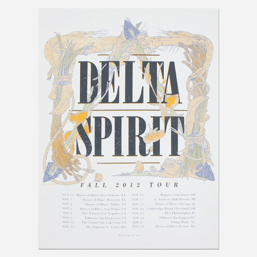 Delta Spirit New Merch 18" X 24" Fall 2012 Tour Poster