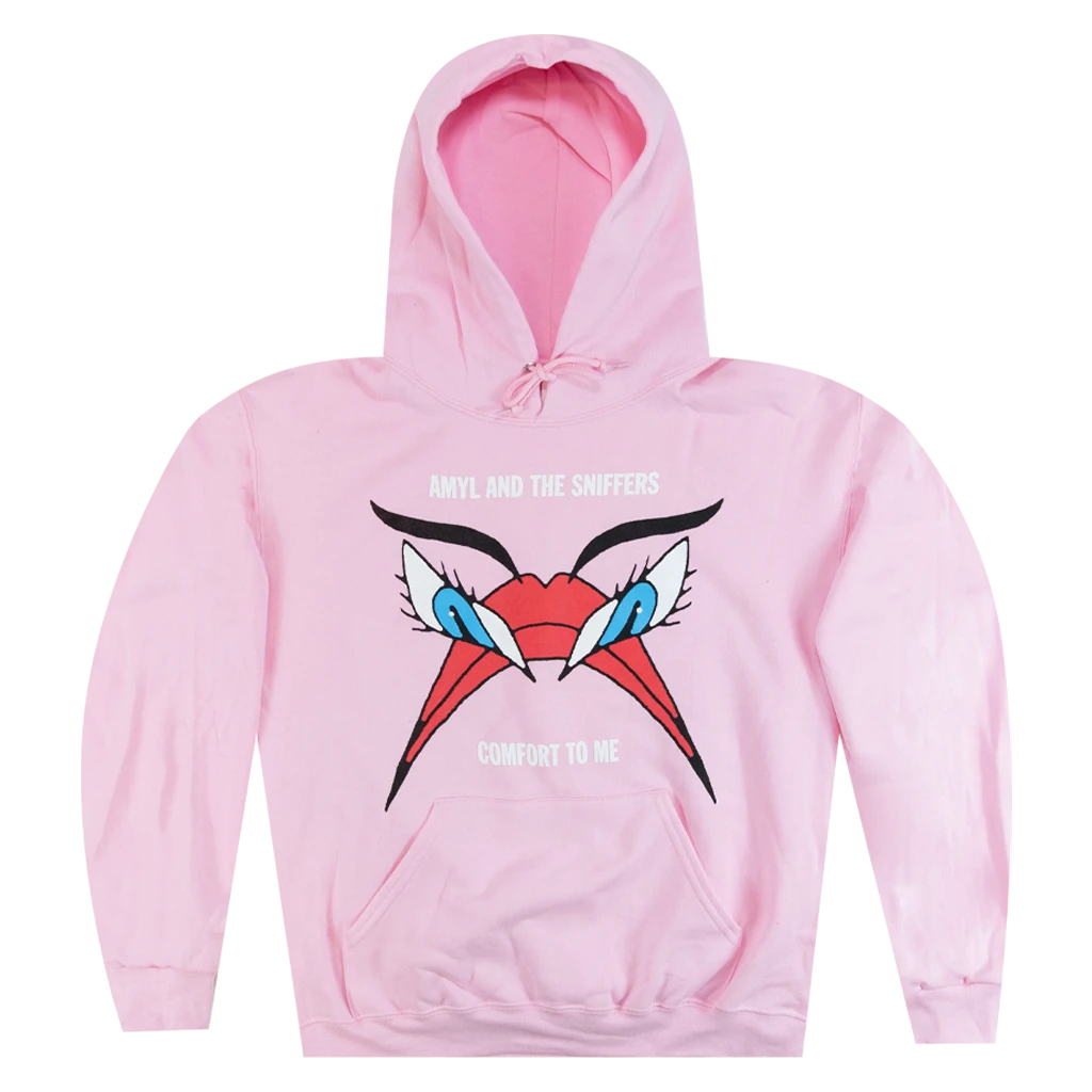 Amyl And The Sniffers New Merch Grumpy Face Pink Pullover Hoodie