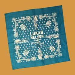 Lukas Nelson & Promise Of The Real New Merch Naked Garden Tour 2020 Teal Bandana