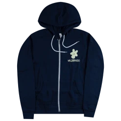 Wilderado New Merch Flower Navy Zip Hoodie