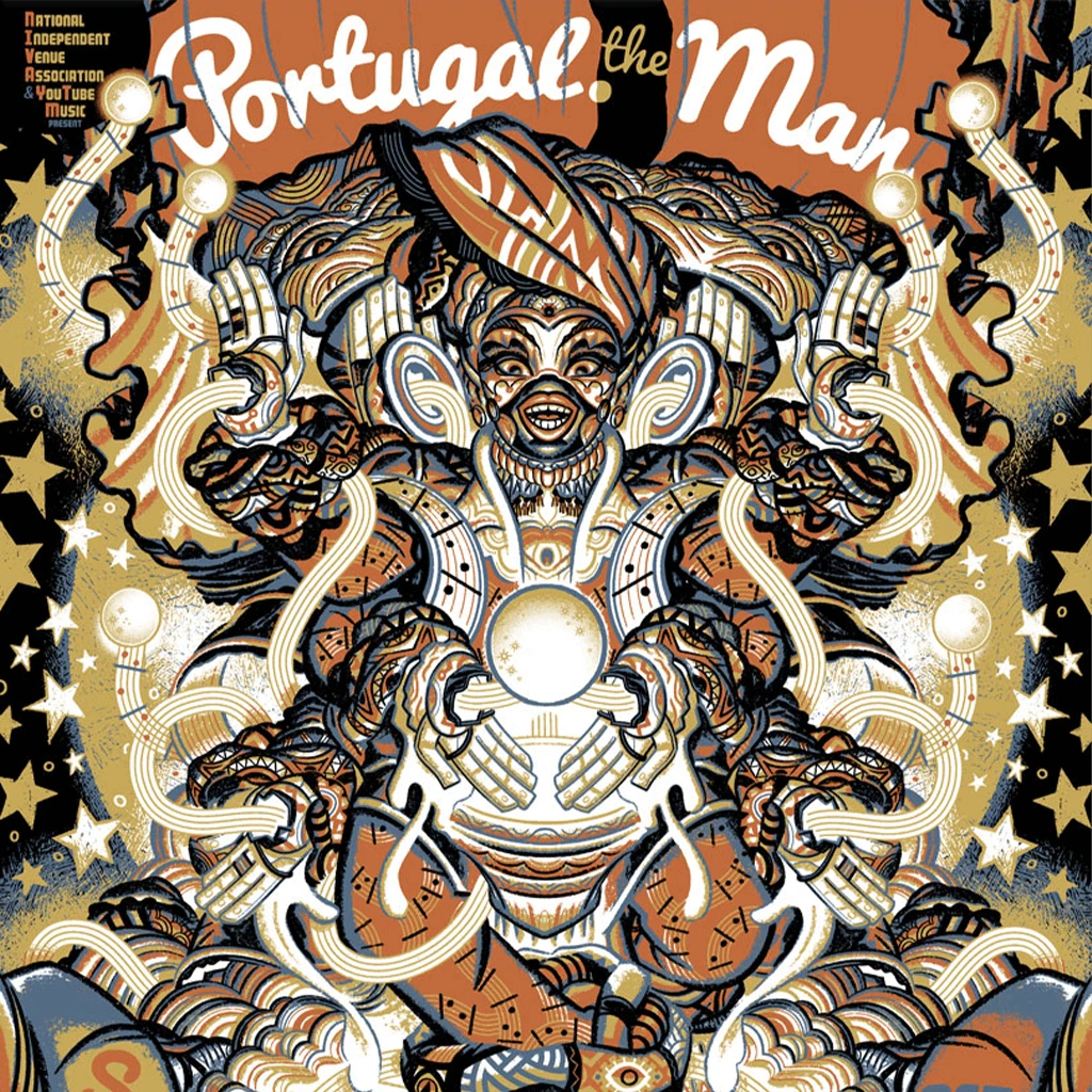 NIVA Portugal. The Man Live At Crystal Ballroom - Hand Screen-Printed Poster New Merch