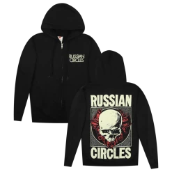 Russian Circles (Band) Skullflower Black Zip Hoodie New Merch