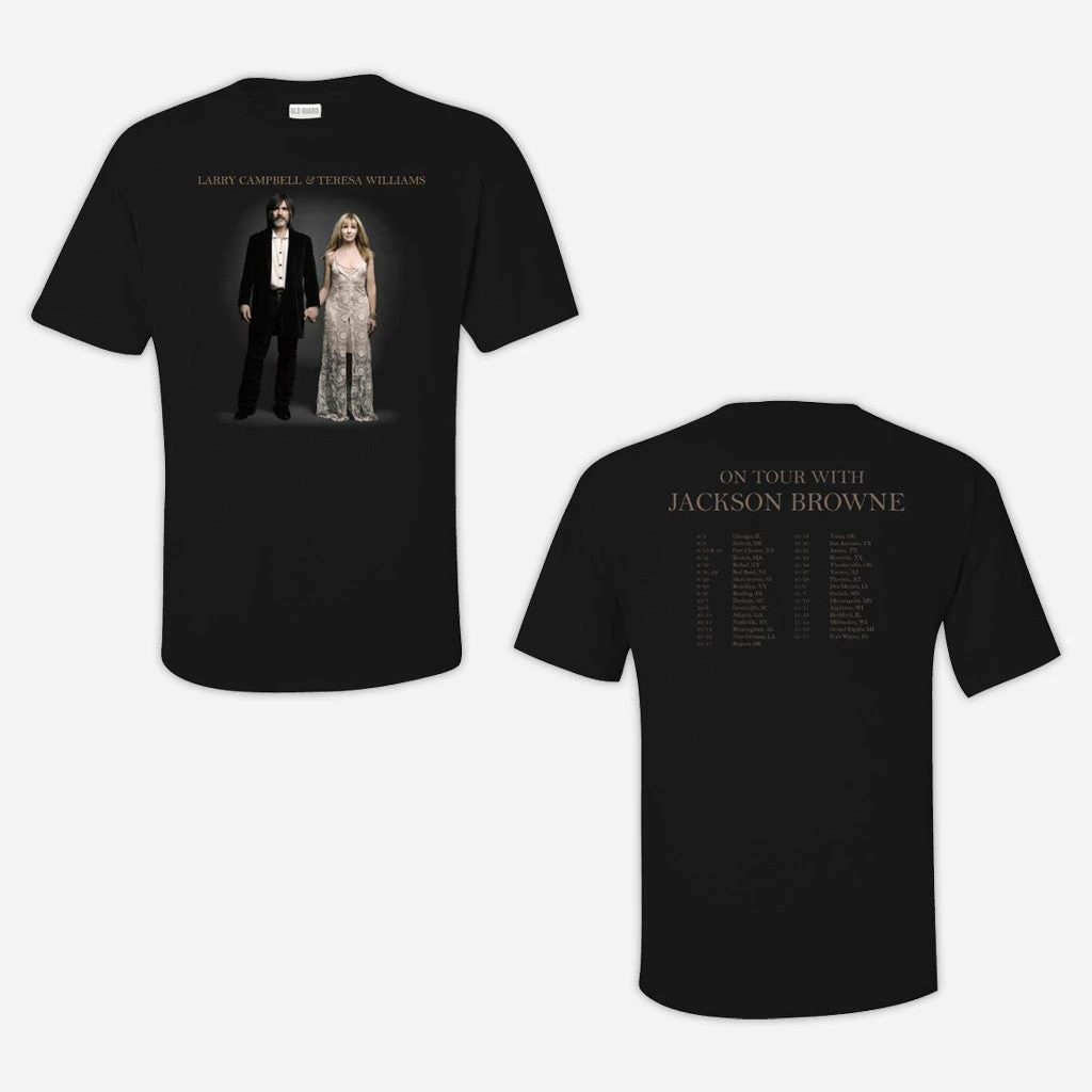 Larry Campbell & Teresa Williams New Merch Jackson Browne 2015 Tour Black T-Shirt