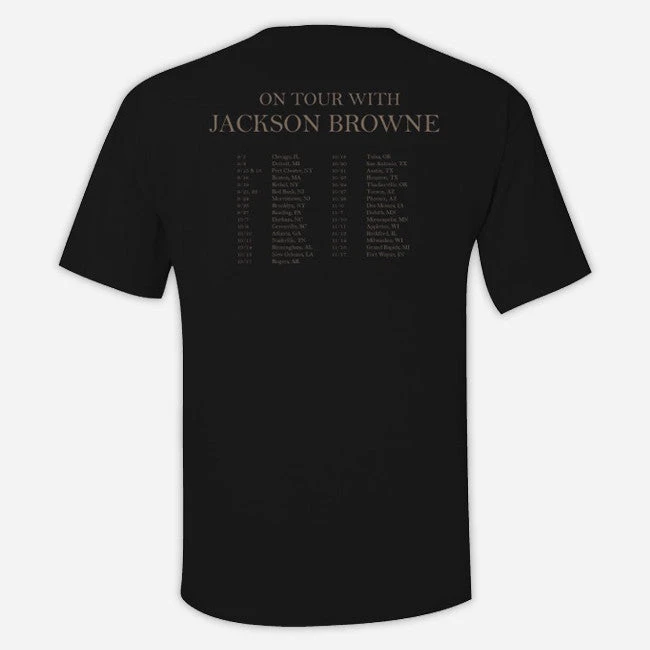 Larry Campbell & Teresa Williams New Merch Jackson Browne 2015 Tour Black T-Shirt