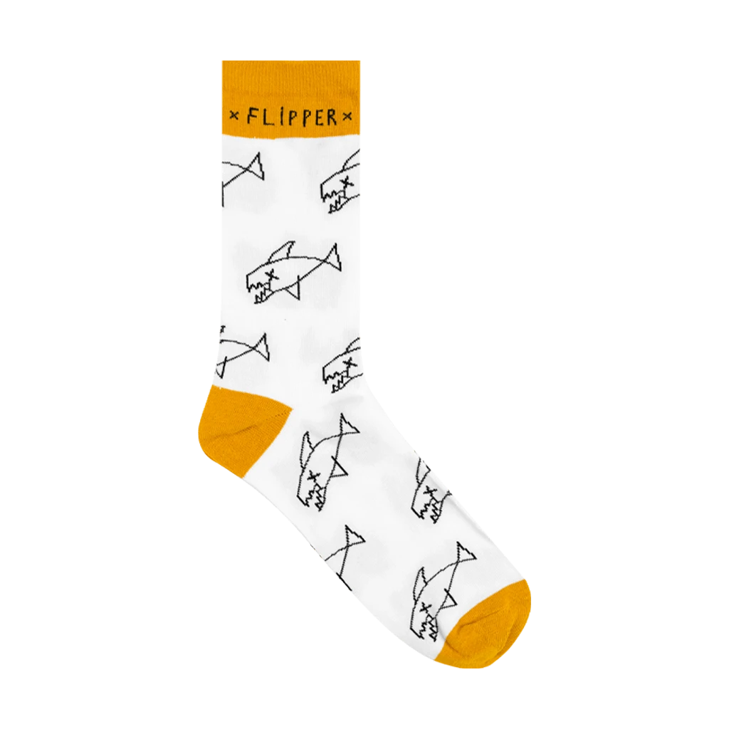 Flipper Fish - Yellow & White Socks