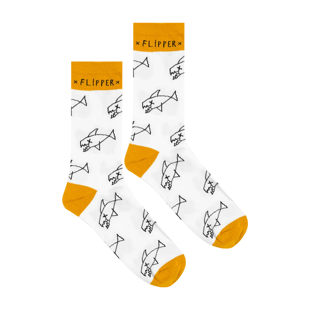 Flipper Fish - Yellow & White Socks