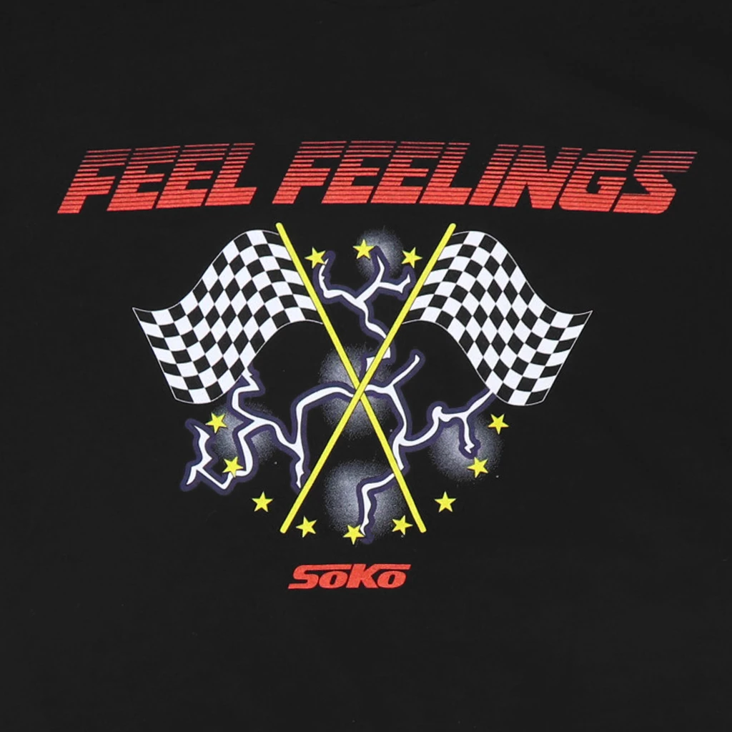SOKO Feelings Checker Flag Black T-Shirt