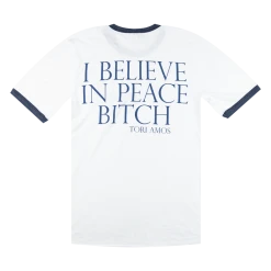 Tori Amos I Believe In Peace Bitch Navy Ringer T-Shirt New Merch