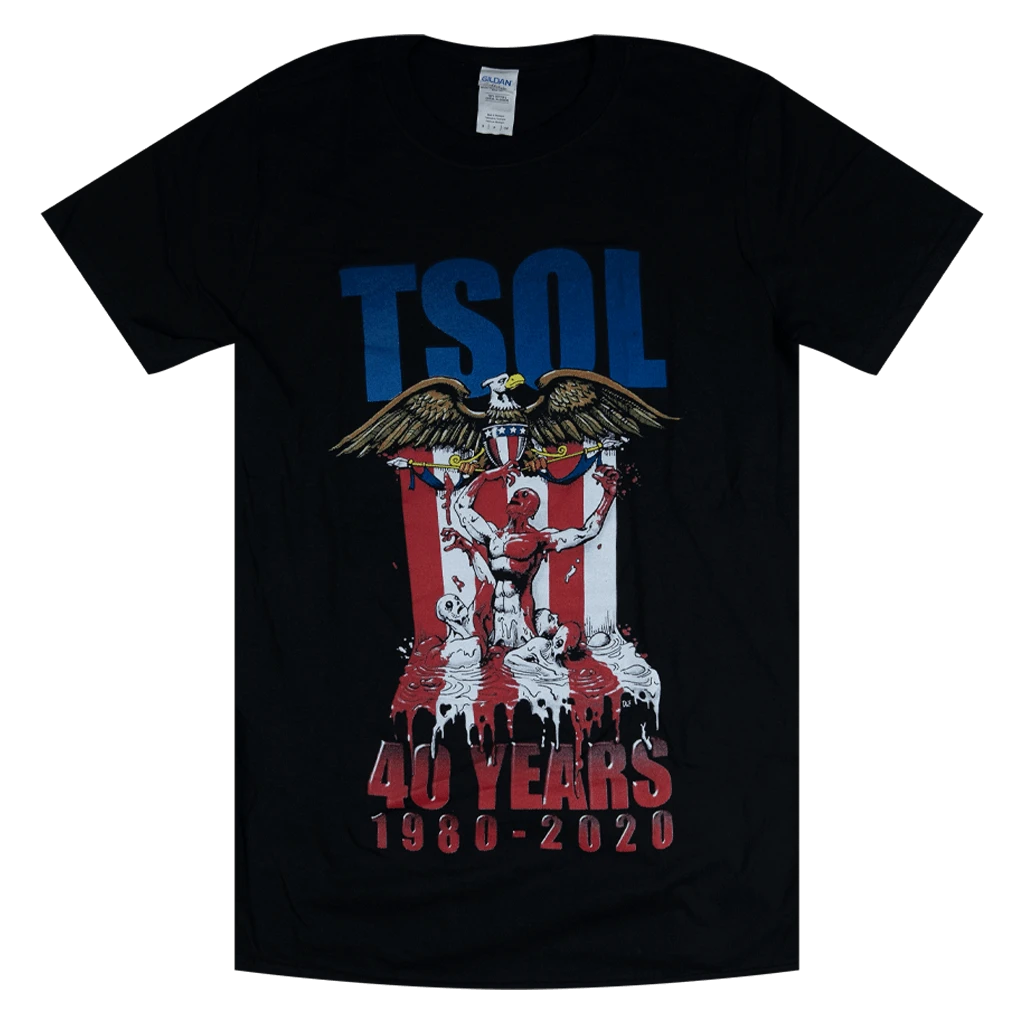 T.S.O.L. 40 Years Flag Black T-Shirt