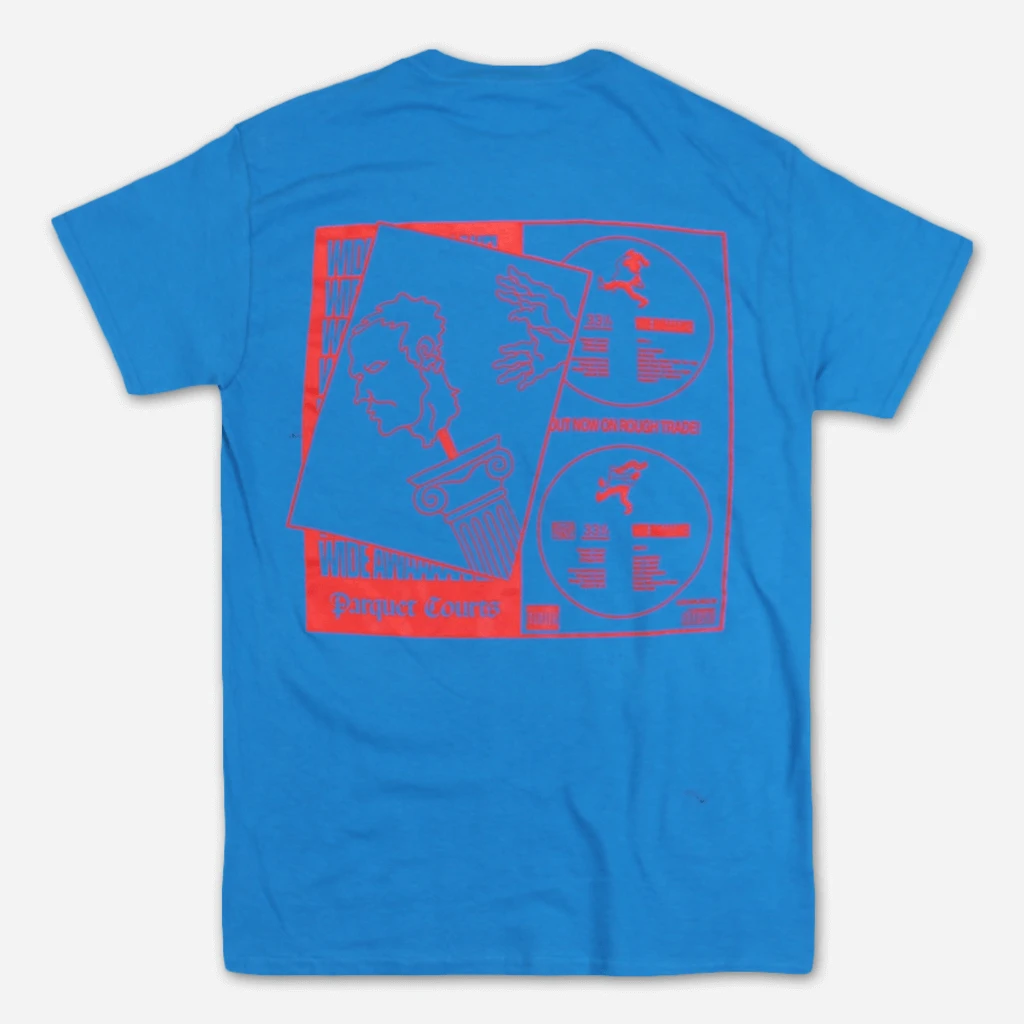Parquet Courts Falling Statue Sapphire Pocket T-Shirt New Merch