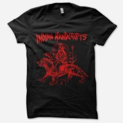 Indian Handcrafts Tiger Woman Black (Red Ink) T-Shirt New Merch