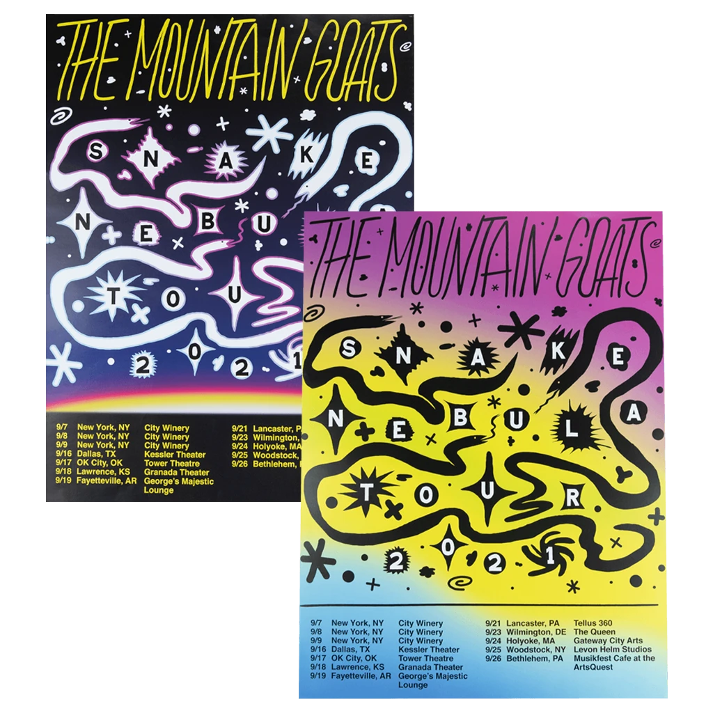 The Mountain Goats Snake Nebula Tour 2021 Poster New Merch