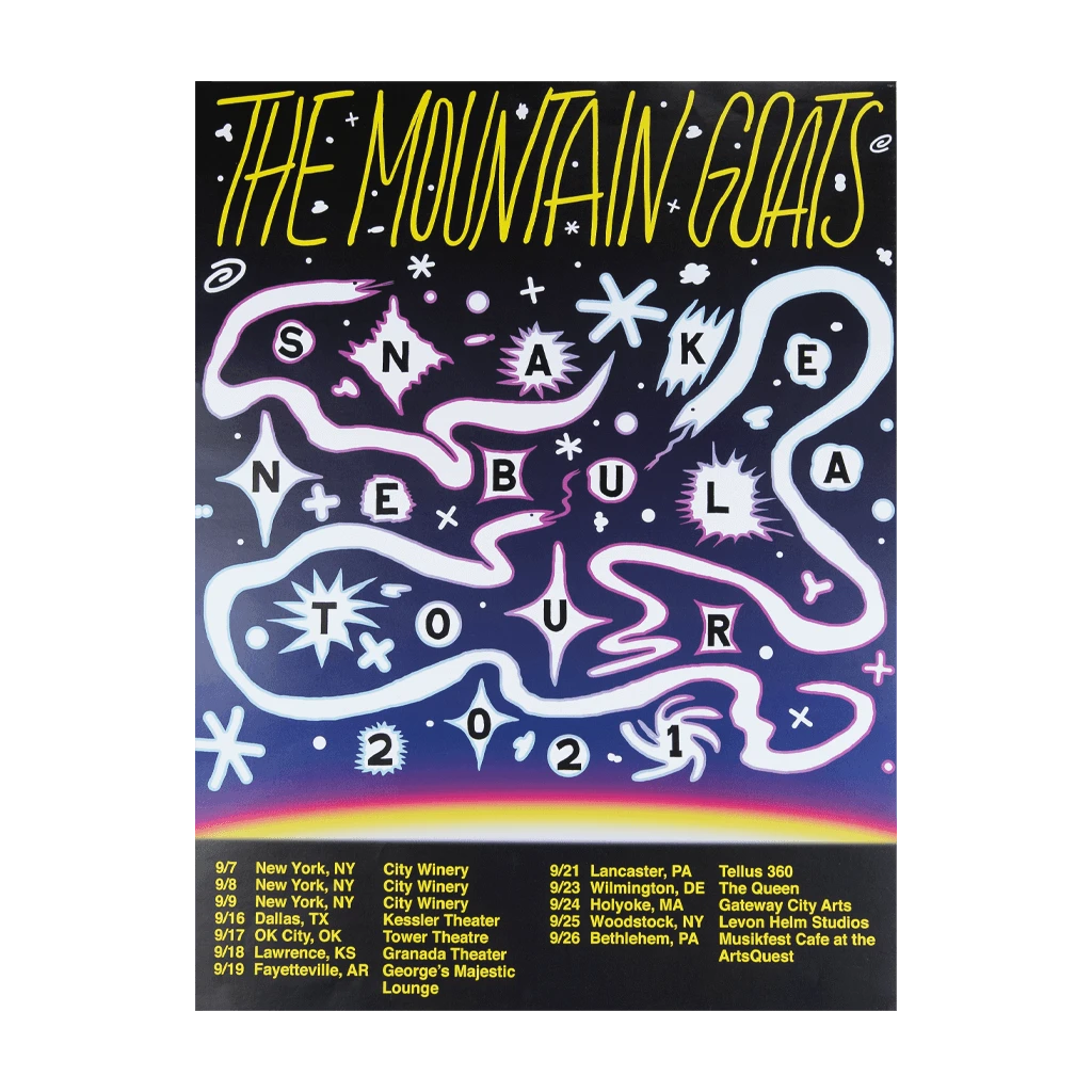 The Mountain Goats Snake Nebula Tour 2021 Poster New Merch