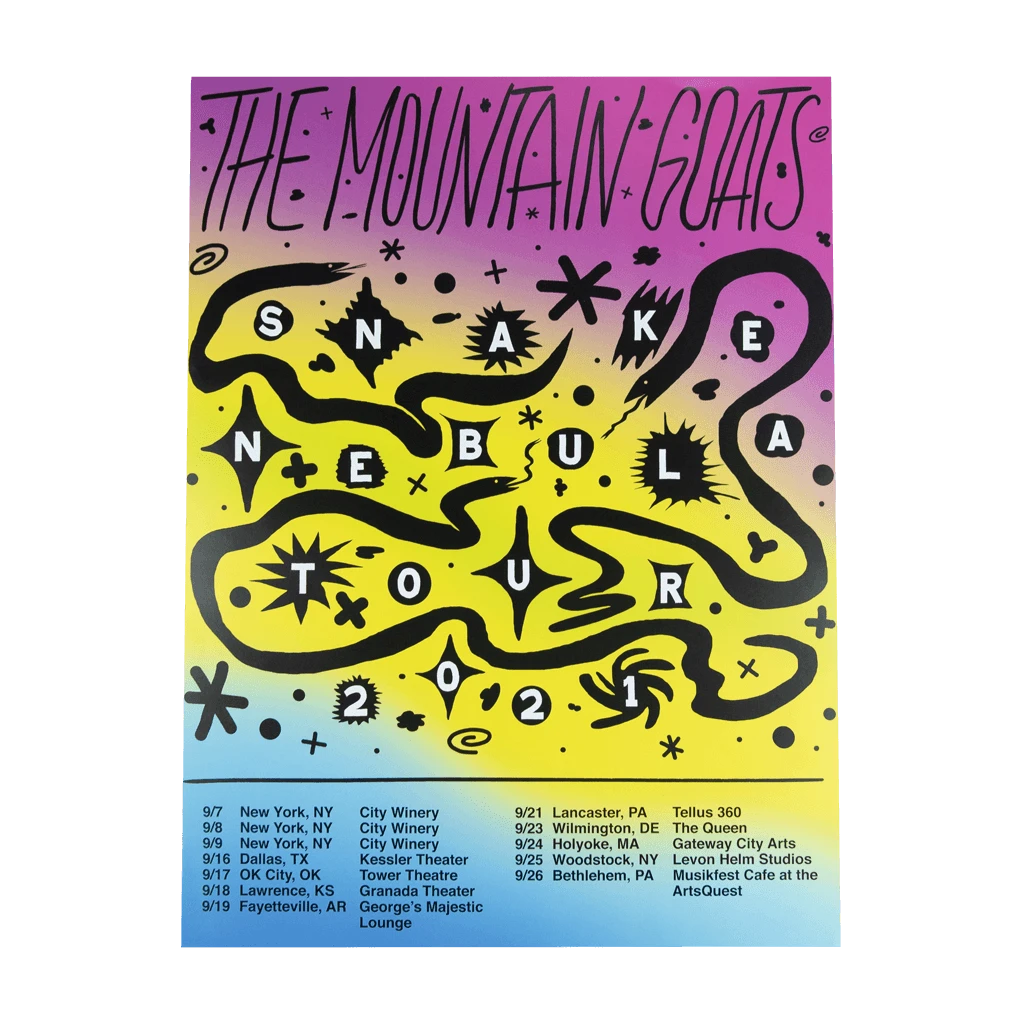 The Mountain Goats Snake Nebula Tour 2021 Poster New Merch